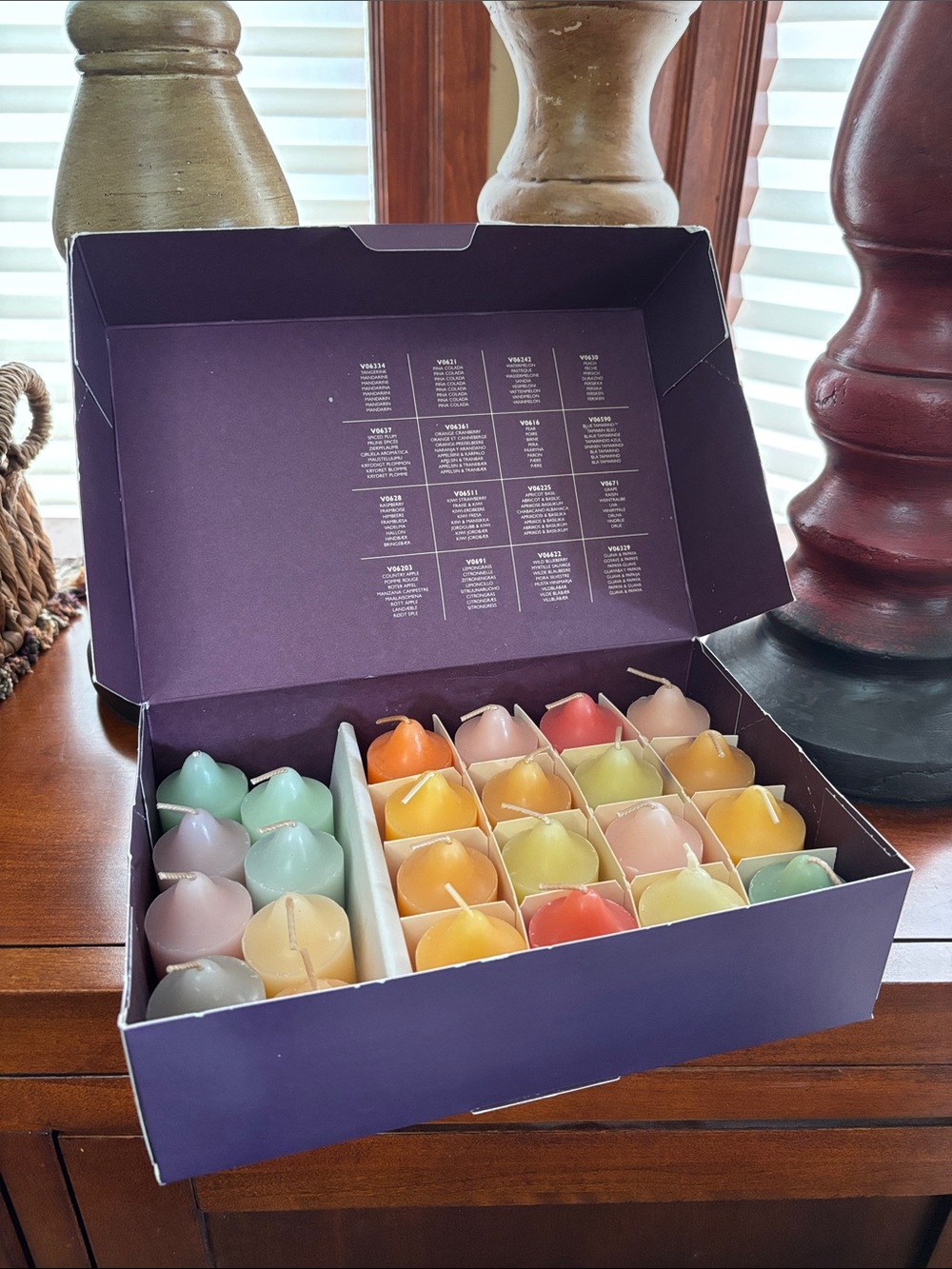PartyLite 35th Anniversary Deep Plum Gift Box with 24 candles